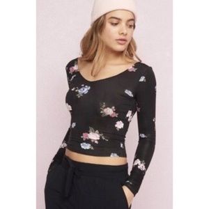 Juniors Garage Black Bodycon Ruched Sleeve Top